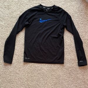 Nike Black Dri-FIT Shirt with Blue Swoosh